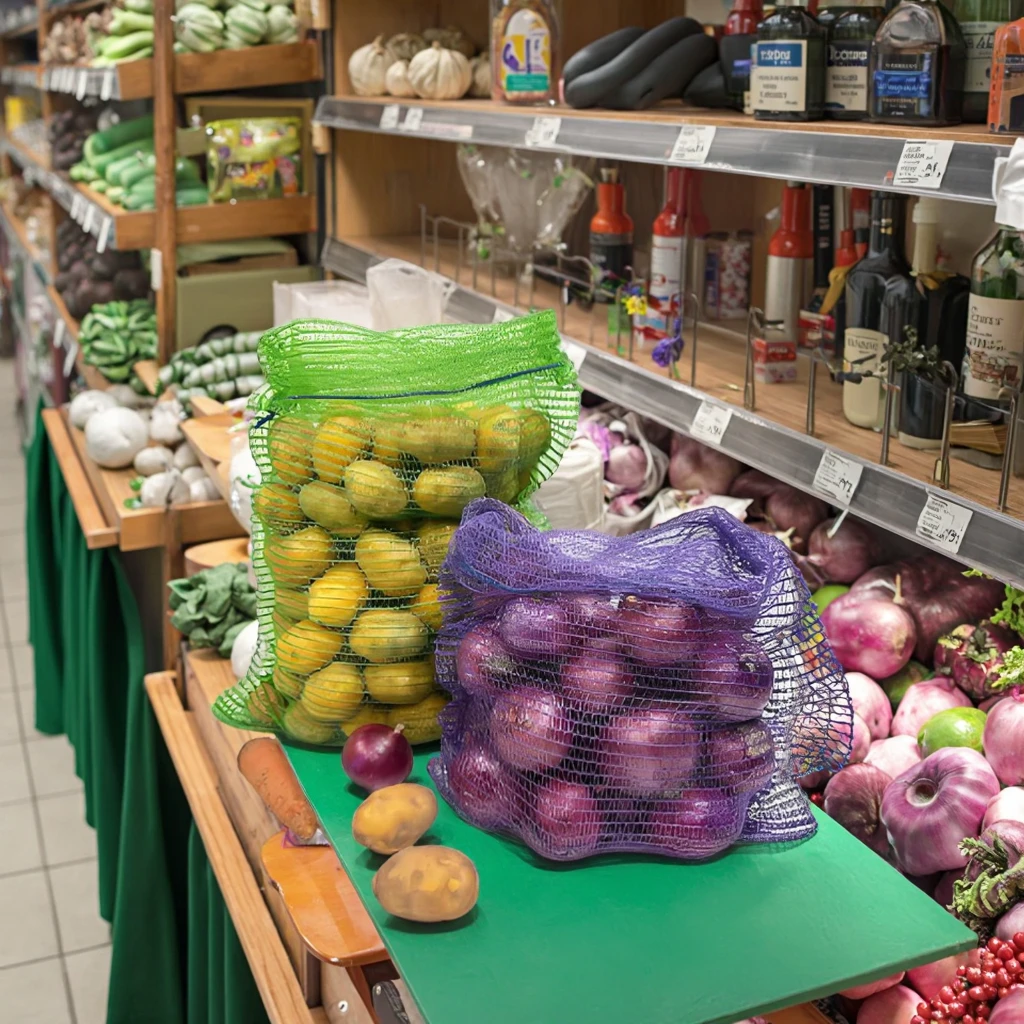 2025 مصنع الصين بالجملة 25 كجم 50 كجم تاريخ حصاد النخيل HDPE حقيبة تغليف الفاكهة للزراعة قبضة كيس شبكي