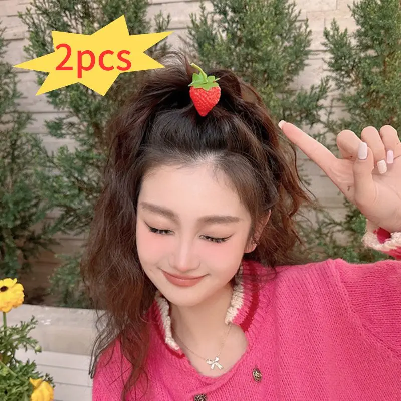 Cute Strawberry Resin Hairpins Girl Side Bangs Clip Sweet Hair Clips Headdress Jewelry Peach Pepper Duckbill Clip Barrettes New