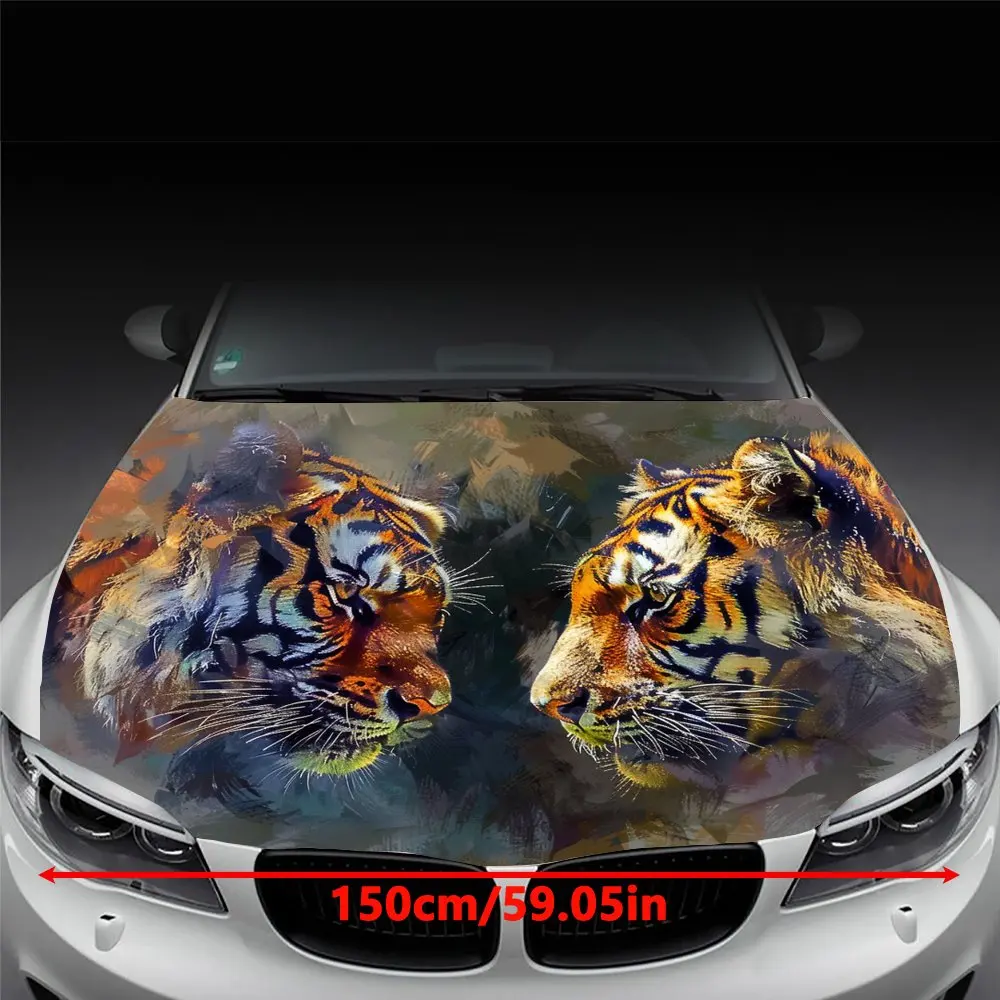 Tiger Background Car Sticker for Small Cars and SUVs - Durable Vinyl Decal