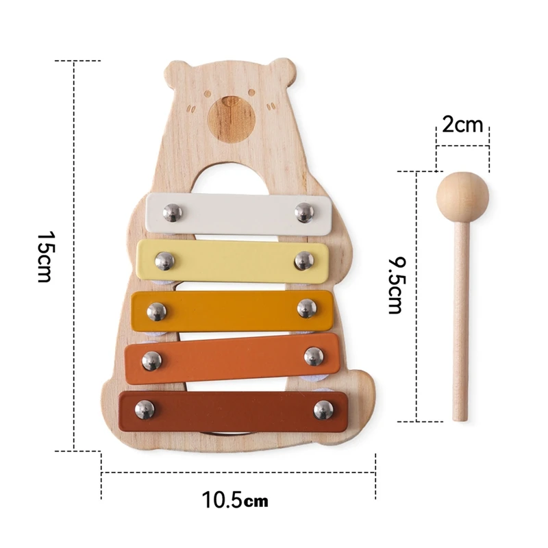 Baby Wooden Musical Instruments Toys Multifunctional Bear Shape Xylophone Octave Playing Musical Bear Toys Gift