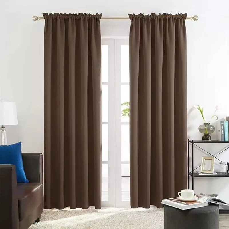 Dual Layer Thermal Insulated Blackout Drapery Black Window Decorations Curtains & Valances for Home & Hotel1㎡