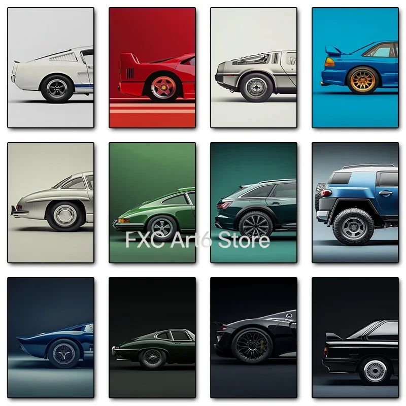 1PC frameless Retro Racing Car Vintage Sports Cars Colorful Posters Prints Canvas Printing Wall Art Picture for Living Room Home