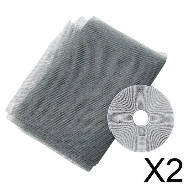 2xWindow Fly Screen Net Shield para Windows DIY Tamanho Cinza 1,3x1,5m