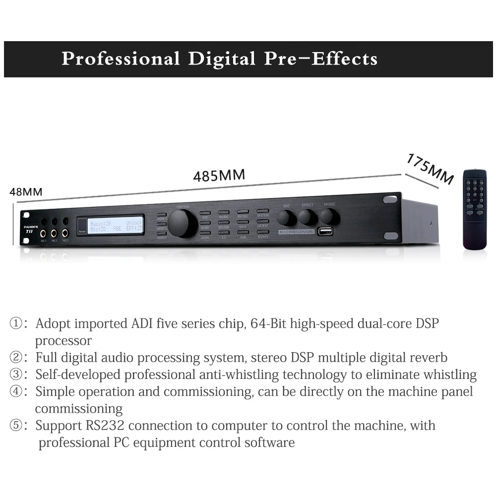 T11 Professional 5.1 Channel KTV Home Audio Processor DSP Preamp Digital Effects Reverb Kla OK Professional OK Audio Processor