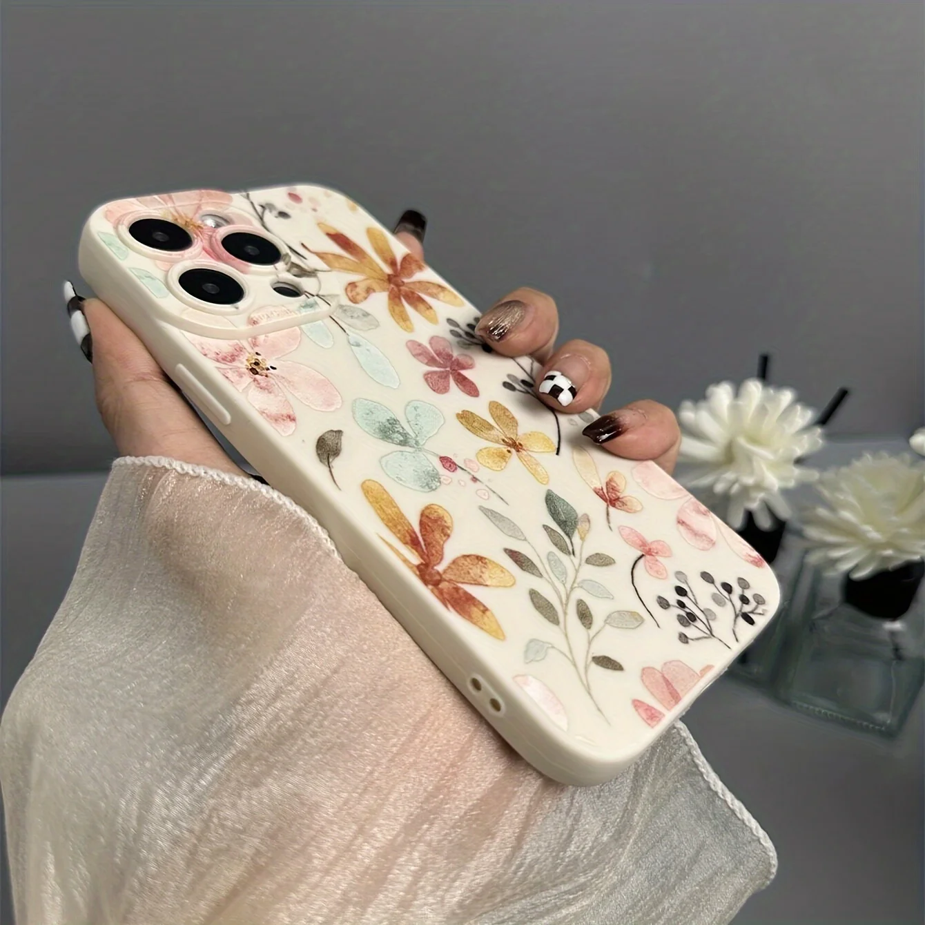 Чехол для телефона с цветочным узором для iPhone 11 12, 13, 14, 15, 16, серии 17 PRO MAX PLUS