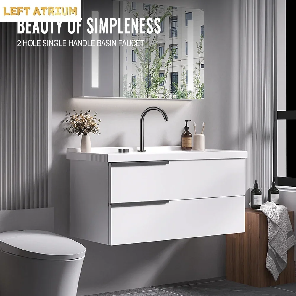 Gunmetal Basin faucet Knurled Switch 360 Rotating Spout two holes Deck Mounted Sink Tap Bathroom Widerspread Mixer 2 set