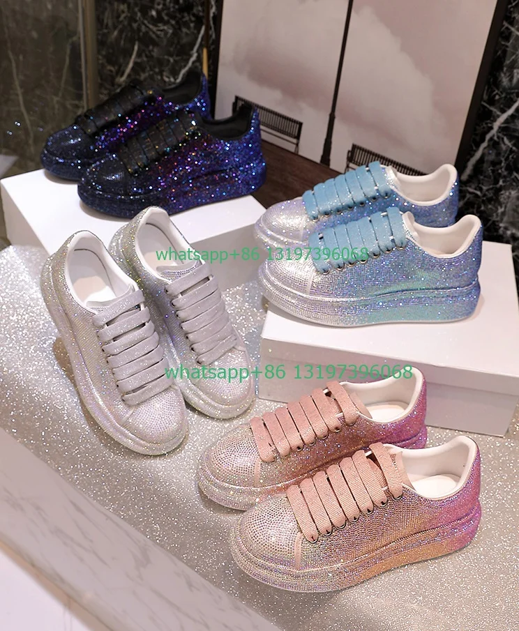 

Lady bling rhinestone design high top sneakers color high top wedge heel sneakers causal lace-up dress shoes footwear size 40