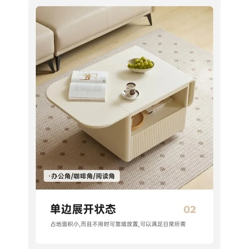 

Скандинавский складной журнальный столик из массива дерева в стиле Light Luxury для гостиной, для небольшой квартиры, в кремовом стиле, передвижной чайный столик