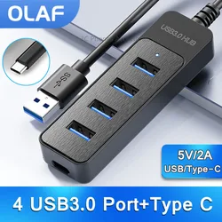 OLAF USB C 4 Ports HUB USB Type C to USB 3.0 Power Adapter Multi Port Splitter Hub High Speed Transfer For PC Laptop Computer