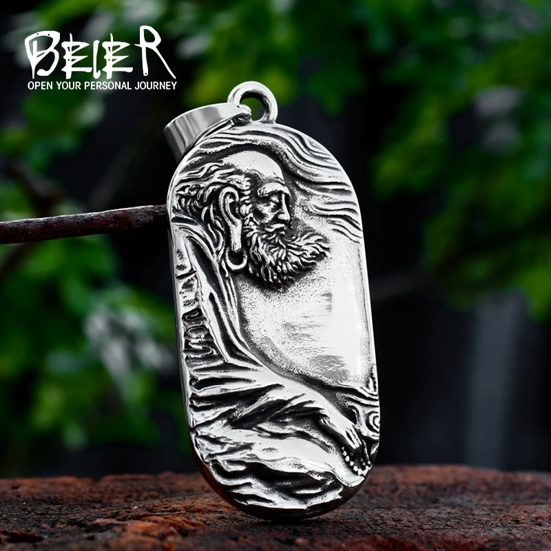 BEIER Stainless Steel Buddhism Shakyamuni Necklace Pendant oval China man women Jewelry BP8-1061