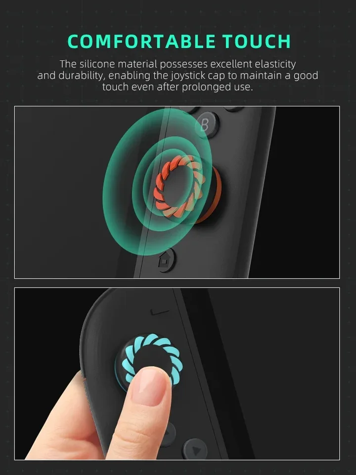 Funda de silicona con agarre para controles de Switch 2, protectores de joystick 3