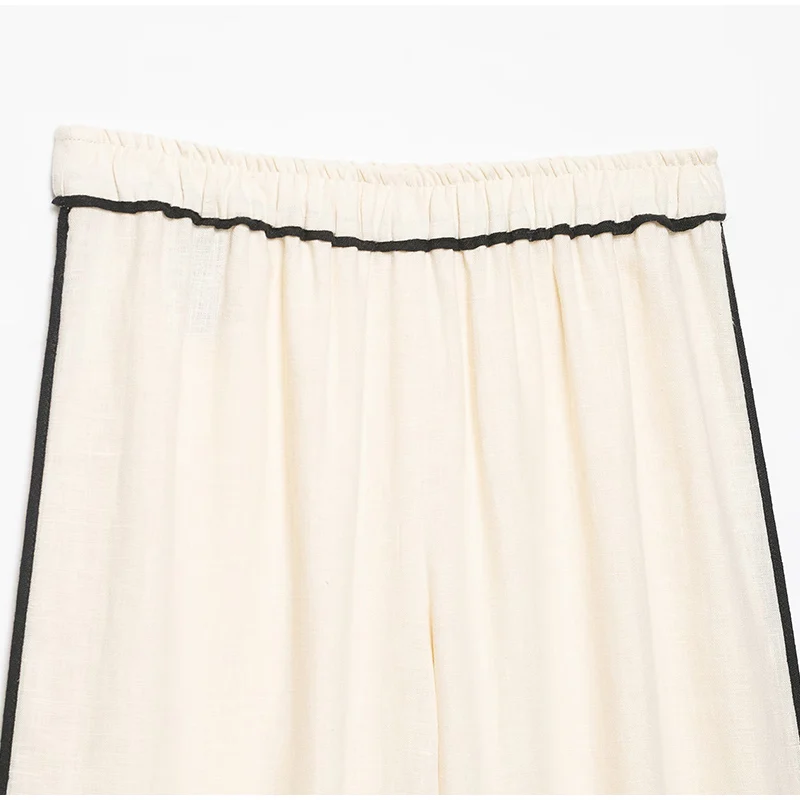 Damen-Hosen-Sets mit Revers, langen Ärmeln, Schnürung, unregelmäßigem Saum, Oversize-Tops, weiten Hosen, schicke Damen-Outfits mit Paneelen, locker geschnitten, neu – Detail 6