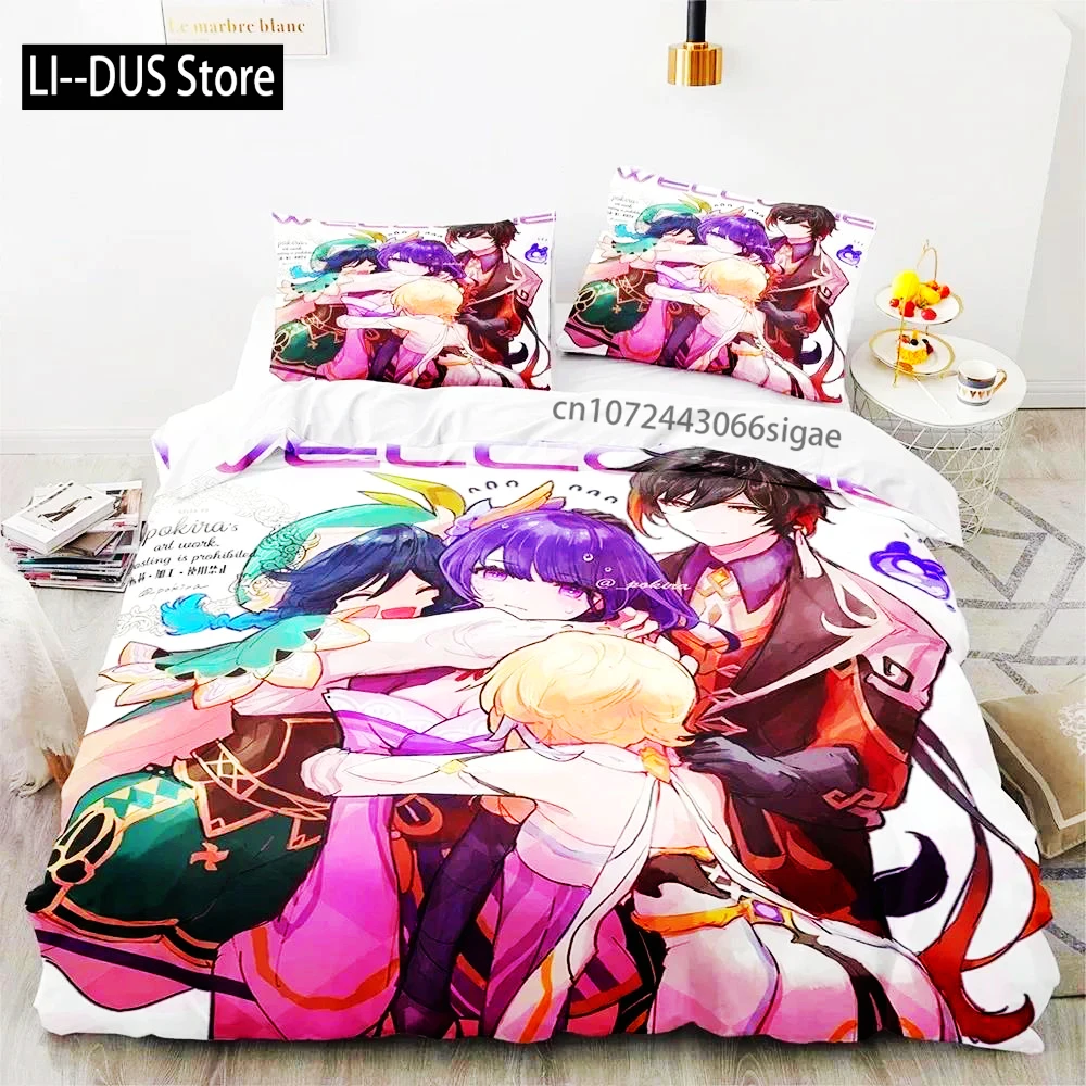 

Anime Game Genshin Impact Ganyu Bedding Set Duvet Cover Bed Set Quilt Cover Pillowcase Comforter King Queen Size Boys Adult
