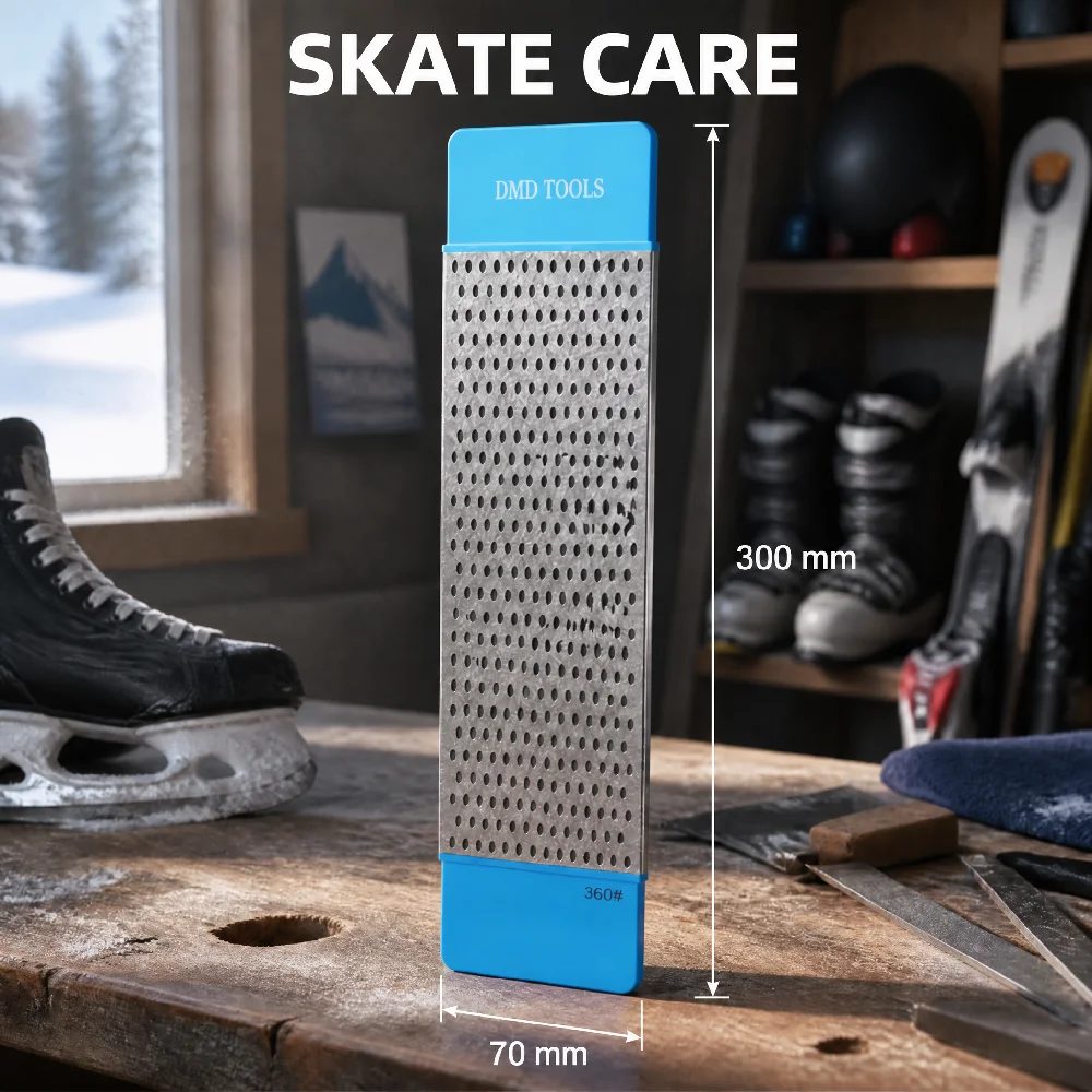 DMD 300mm Professional Ice Skate Sharpener Diamond Whetstone 360/1000 Grit Double-Sided Grinder 16mm Thickened Aluminum Base