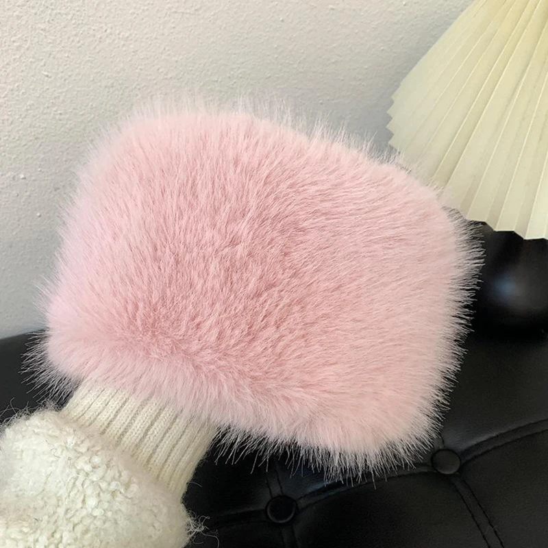 Winter Fluffy Hats for Women Thick Faux Fur Plush Beanies Fashion Ladies Keep Warm Fur Round Cap Hat Skullies Accessories