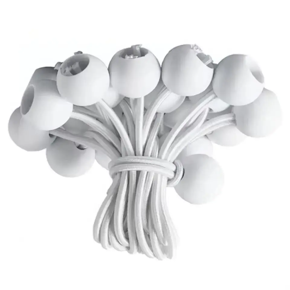 50/100pcs Bungee Cord With Balls Elastic Ties Bungee Toggles Tarp White and BlackFor Marquees,Tents Banners