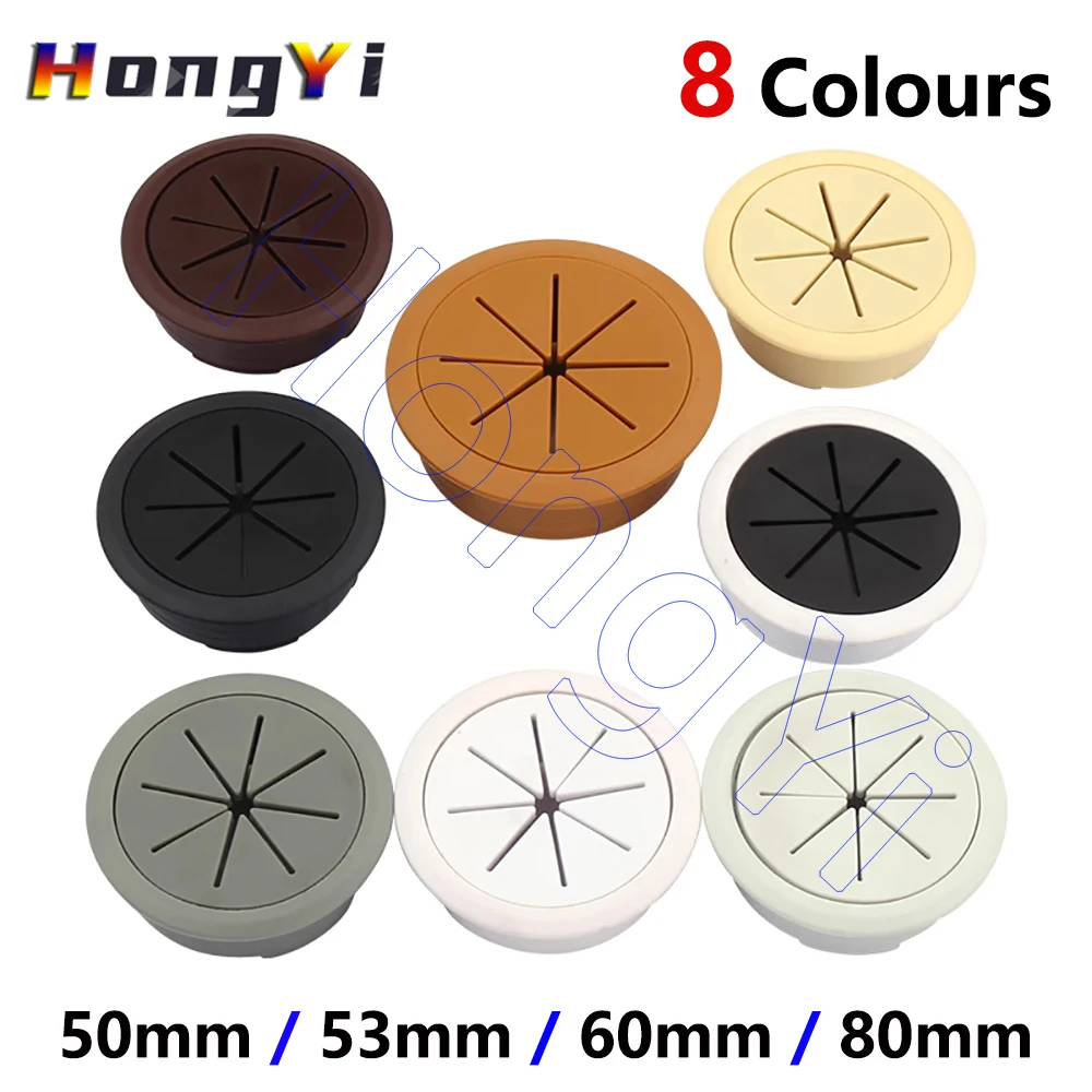 10Pcs Desk Wire Organizer Cable Hole Cover ABS+Rubber Cord Grommets 50mm/53mm/60mm/80mm for Office Furniture Cable Passing