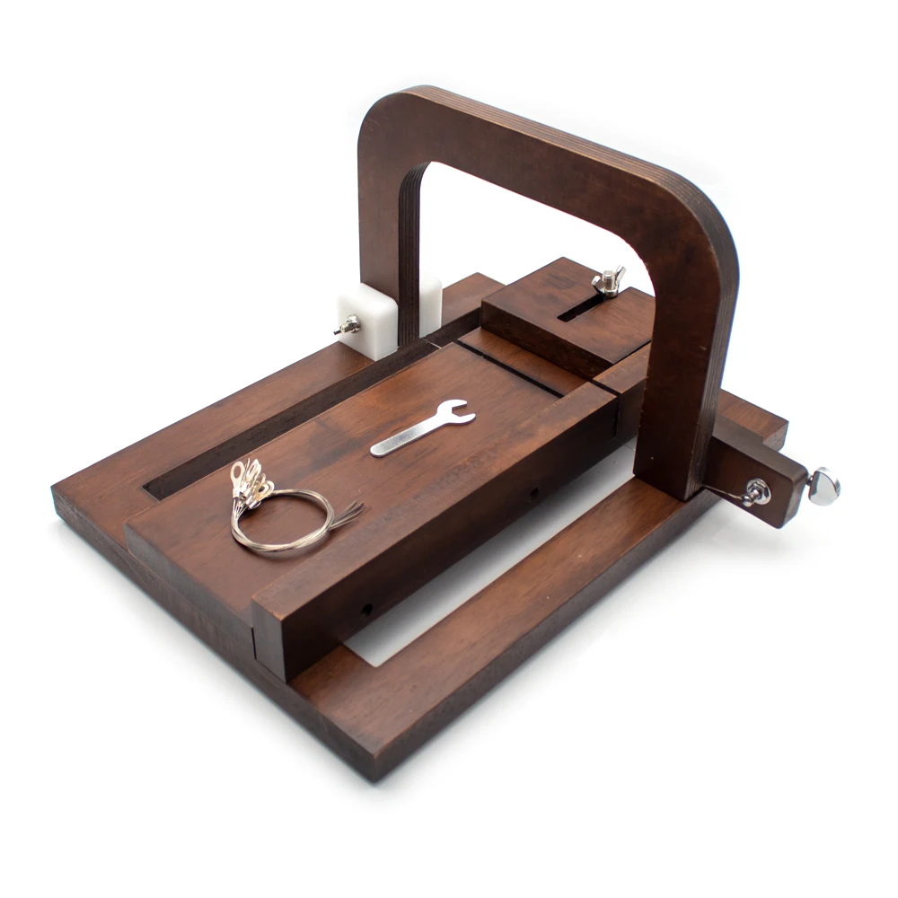 

Hand-Made Cold Soap Cutter DIY Soap Steel Wire Cutting Machine Manual Home Soap Cutting Solid Wood Table 34x25CM