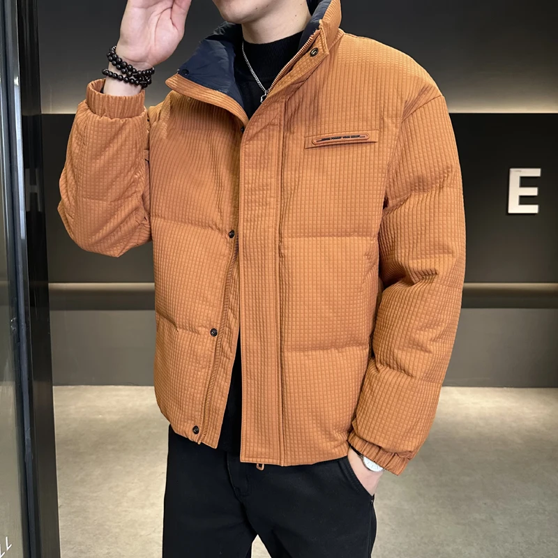 

Casual 2025 Winter Men's Stand Collar Warm Duck Down Jackets Outwear Windproof Puffer Coat Youth Loose Thick Padded Top Clothing