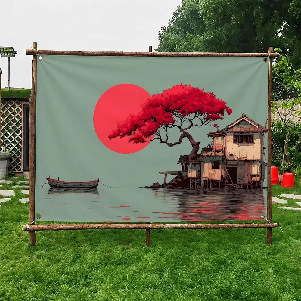 Japanese Ukiyoe Scenery Koi Flags Flag Soft skin-friendly Durable Tapestry Outdoor party Home living room bedroom Decoration