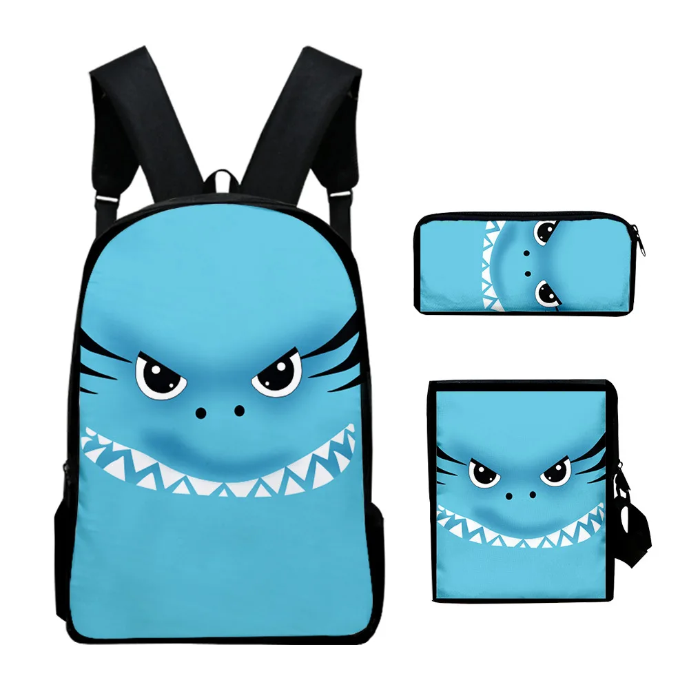 Novedad clásica, lindo animal, estampado 3D, 3 unids/set, mochilas escolares para alumnos, mochila para ordenador portátil, bolso de hombro inclinado, estuche para lápices