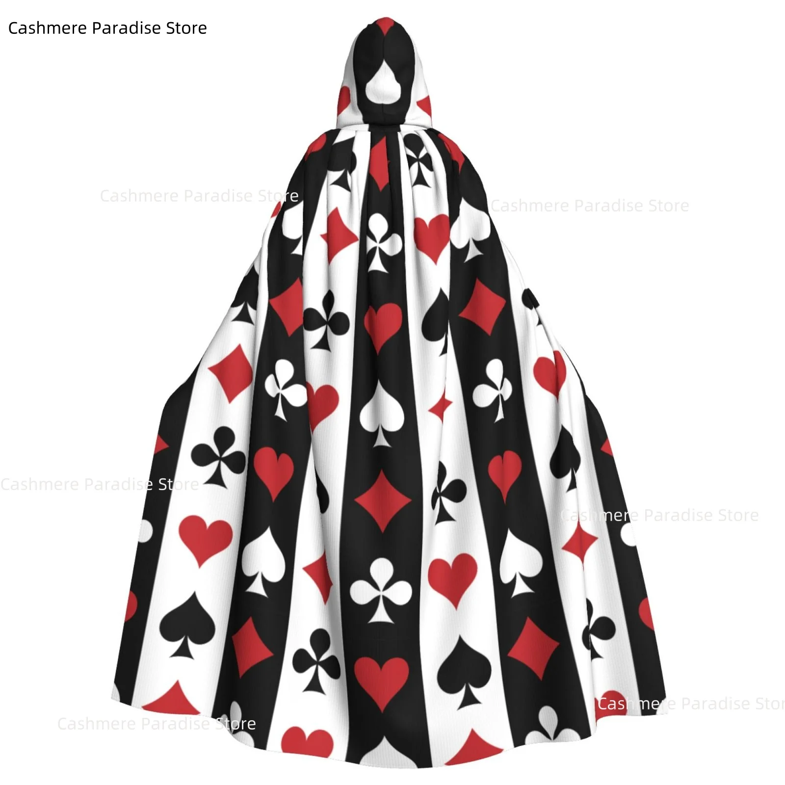 

Плащ с капюшоном, плащ унисекс с плащом с капюшоном, костюм для косплея, покер, красный, черный, Алиса в стране чудес