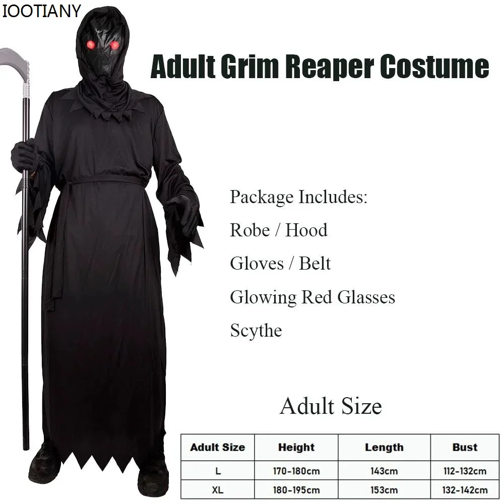 CosplayPer bambini Horror Fantasma dagli occhi rossi Morte Costume luminoso Vestito per bambini Halloween Cosplay Fantasma Scuro Morto Carnevale Parte