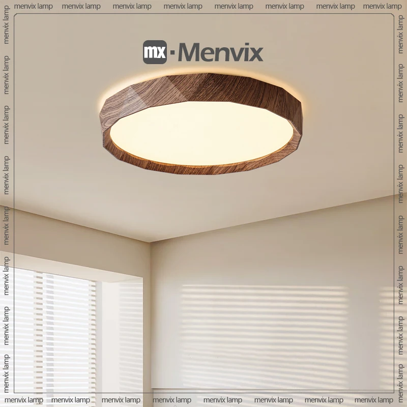 Nordic Walnut Colored Ceiling Light Retro And Minimalist Circular And Minimalist Eye Protection Bedroom Lighting Fixtures image 6