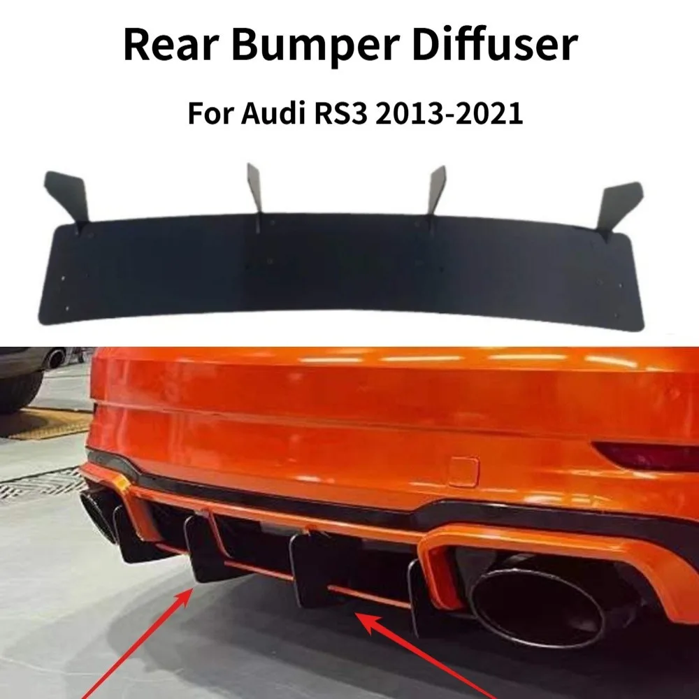 

For Audi RS3 2013-2021 Rear Bumper Diffuser Spoiler Lip Carbon Fiber Look Lower Splitter Blade Tail Wing Refit Body Kit Guard