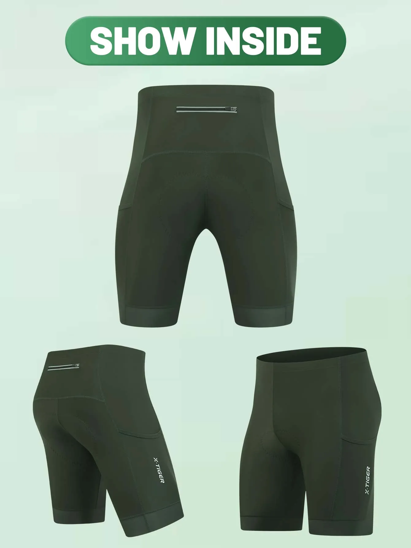 X-TIGER Premium-Rennrad-Shorts mit 5D-Gel-Pads, Herren-Radhose mit Reißverschlusstaschen, atmungsaktive Outdoor-Fahrradausrüstung – Detail 8