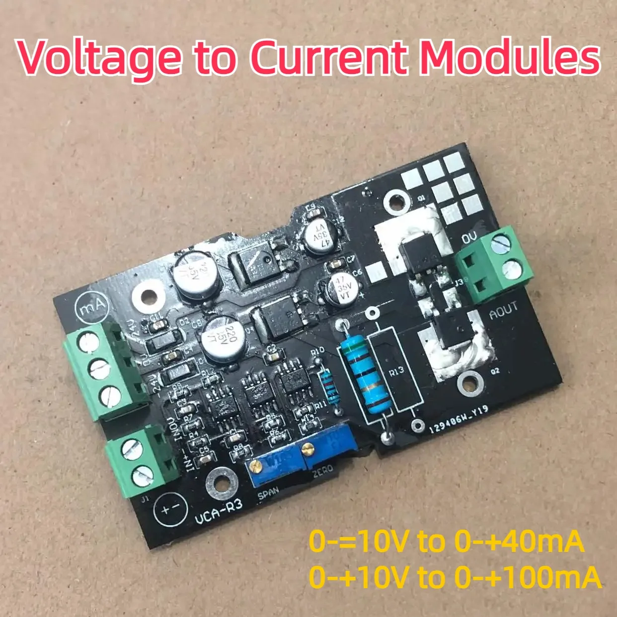 Voltage to Current Module Positive and Negative 10V to Positive and Negative 20/40/100mA 0-10V to 0-20/40/100mA