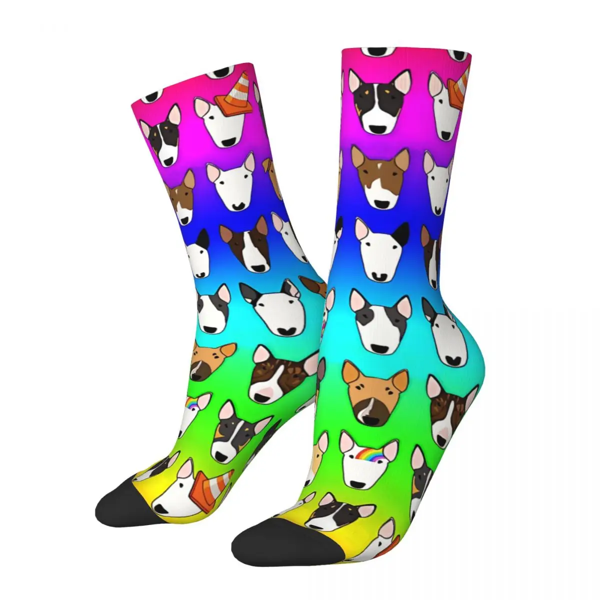 

Rainbow Multibull The Bull Terrier Animal Kawaii Socks School Cartoon Pattern Socks