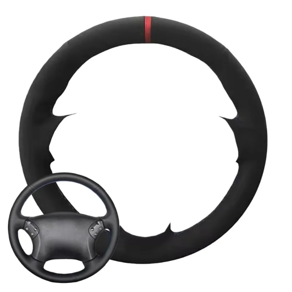 Автомобильные аксессуары, сшитый вручную автомобильный черный мягкий дышащий замшевый чехол на руль для Mercedes Benz W203 C-Class 2001-2007