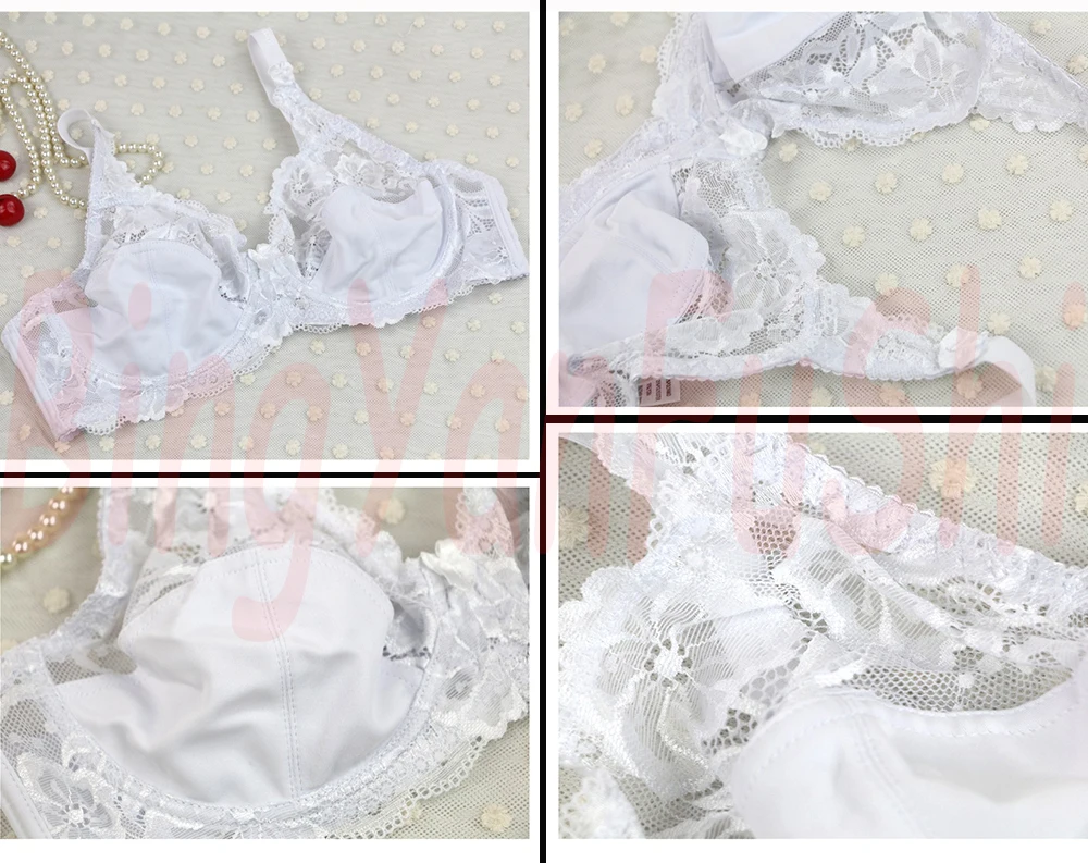 Women push up Bra Black/Khaki/white Underwear big bust 75 80 85 90 95 100 105 C/D/DD/E cup Transparent sexy lace bralette bh B21