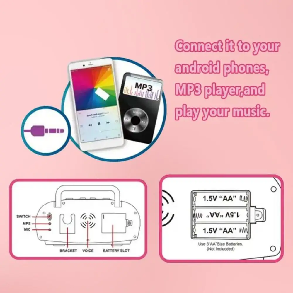 New Educational Children Singing Machine Portable Gifts Kids Microphone Karaoke with Lights Music Instrument Toys For Girl Boy