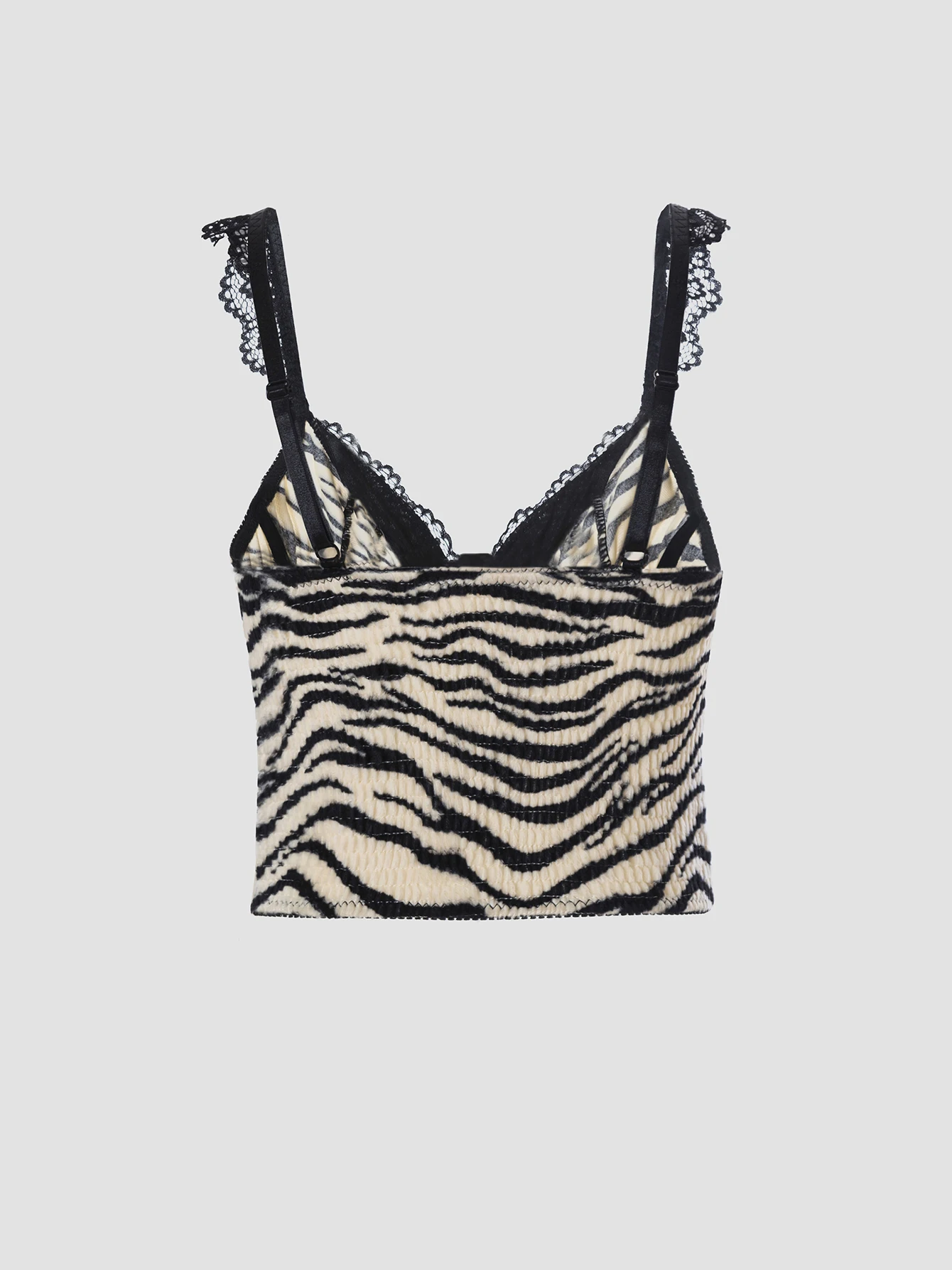 Gothic Zebra Stripe Lace Crop Top Cross Strap Waist-Cinching Short Vest Spicy Sexy Upper Apparel for Trendy Women