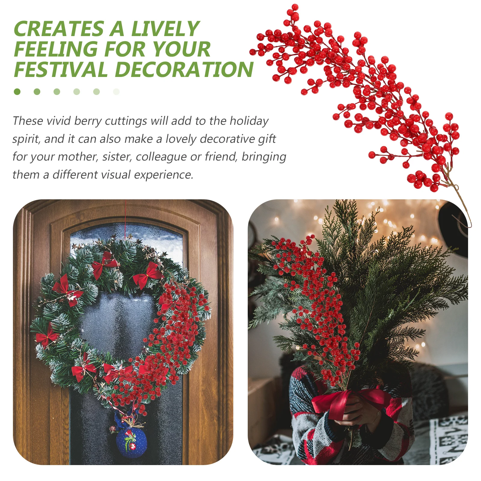 

Simulated Berries Wall Hang Fake Xmas Decoration Christmas Decorations Pendant Artificial Pine Picks Berry