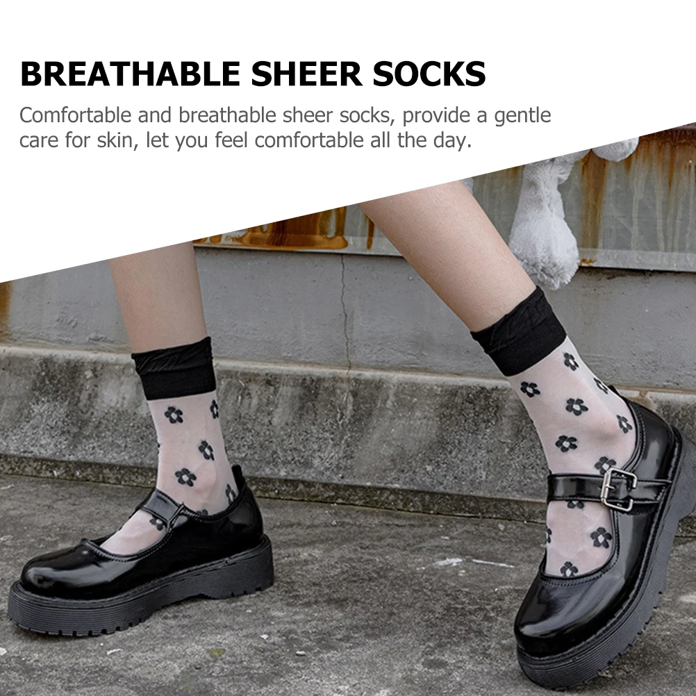 

3 Pairs Mid-tube Socks Summer Mesh Girls Lace Women for Japanese