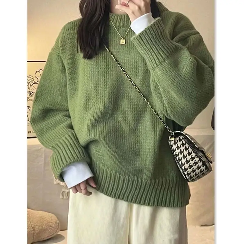 Autumn versatile thickened warm pullover sweater women's fashionable Japanese style knitted top women clothing y2k tops emo