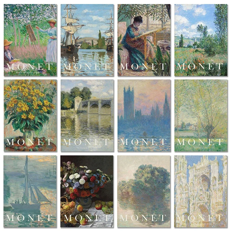 Vintage Claude Monet Famous Artist Masterpiece Collection HD Poster Canvas Painting Wall Art Picture for Room Home Office Dec
