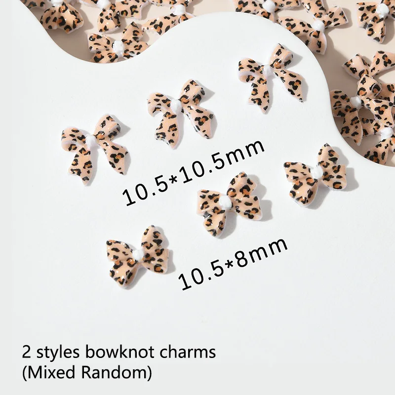 20/30 قطعة ليوبارد طباعة Bowknot مسمار الفن الديكور ثلاثية الأبعاد الراتنج ليوبارد الشريط مسمار السحر ليوبارد تصاميم الاكريليك مسمار الفن لوازم