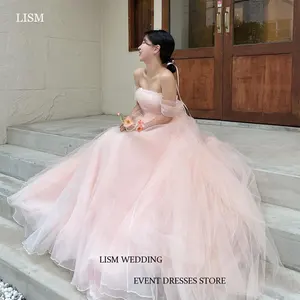 Lism 2025 Pink Erröten aus Schulter Korea Einfaches Hochzeitskleid Prinzessin ohne maßgeschneiderte Tüll -Bildsitzung 6 Hauptverkäufe rosa Hochzeitskleid - №6