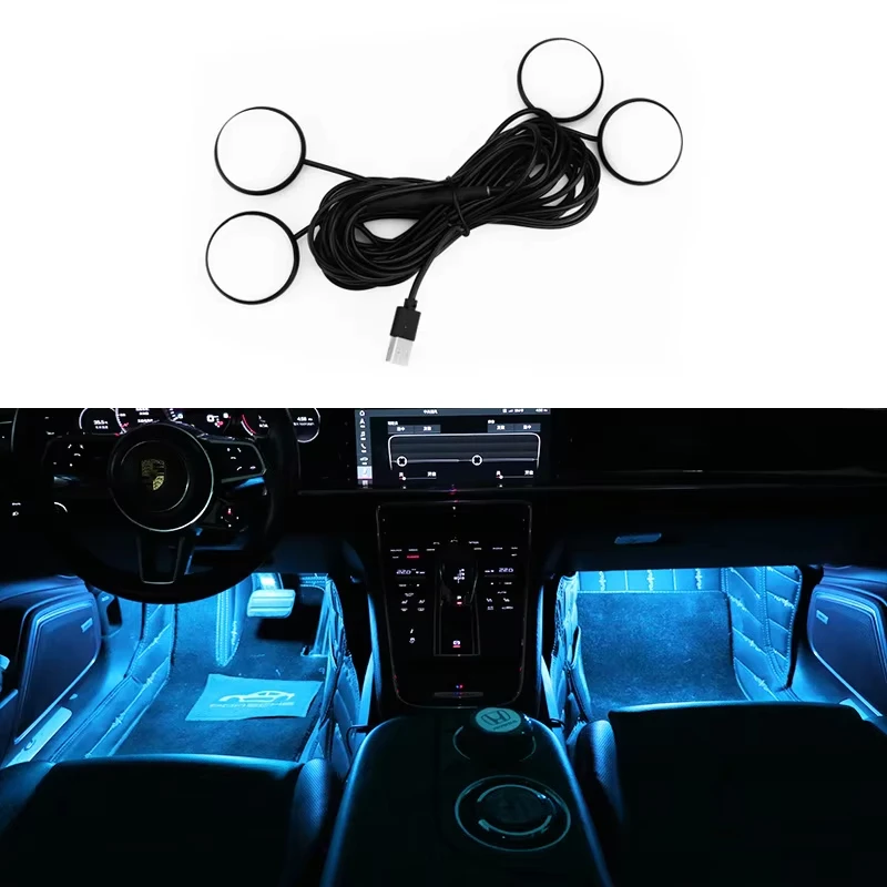 

Car Atmosphere Lamp LED Car Decoration Atmosphere Lamp 4-in-1 Car USB Wiring-Fee Car Door Lamp Suitable For All Kinds Of Cars