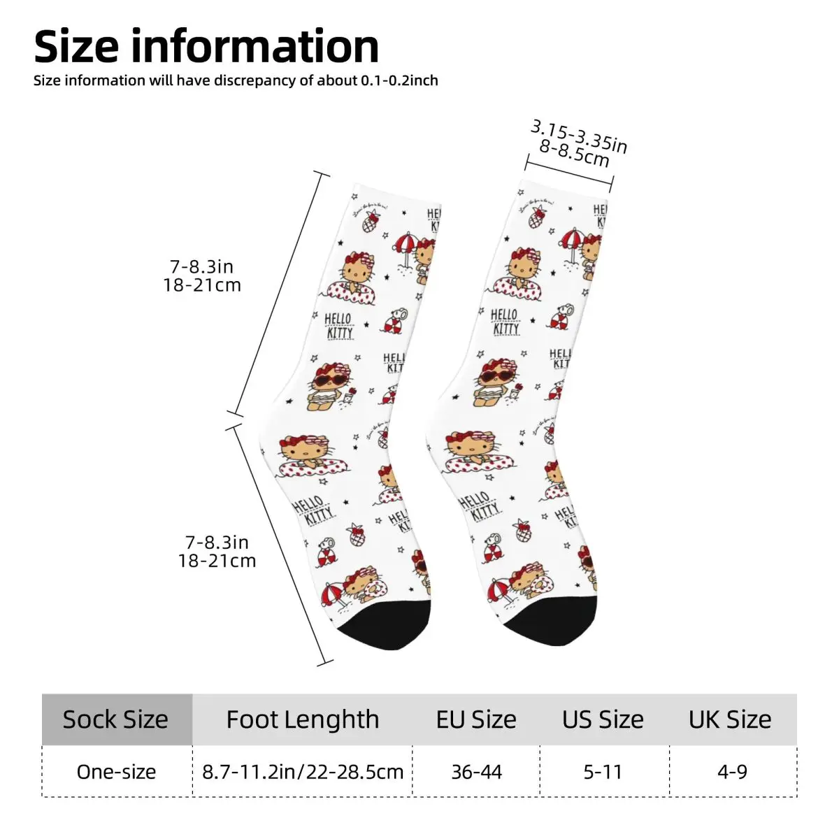 Chaussettes coordonnantes Hello Kitty pour hommes, bas Kawaii, chaussettes imprimées douces, chaussettes de sport en plein air, automne