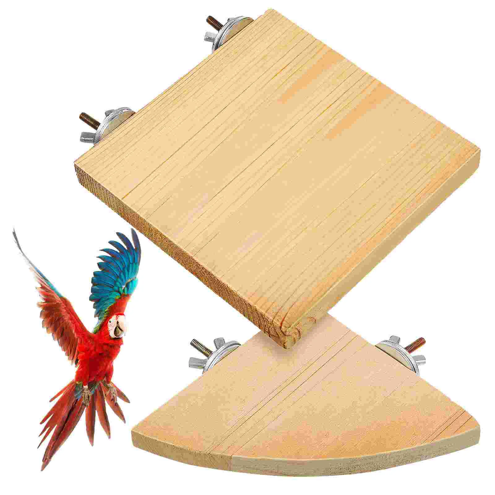 2 Pcs Tori Stand Platform Wood Perch Parrot Small Birds Striped Bass Perches Parakeets Conures