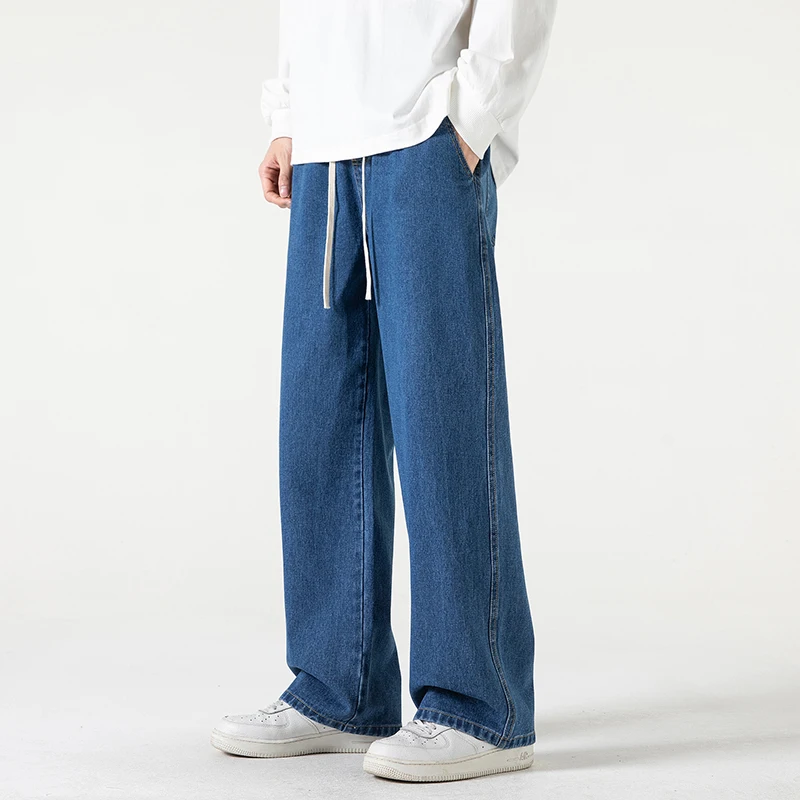 2024 New Baggy Jeans Men\'s Streetwear Harajuku Fashion Casual Wide-leg Trousers Japanese Simple Male Jeans Denim Pants