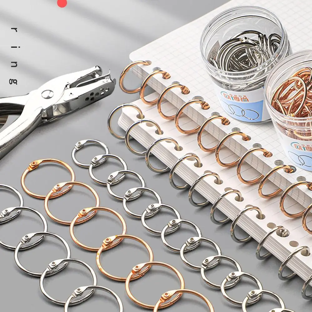 High-quality Metal Binder Ring 20/30/40/50mm Office Supplies Loose-leaf Ring Clip Silver/Rose Gold Binding Clip Cards