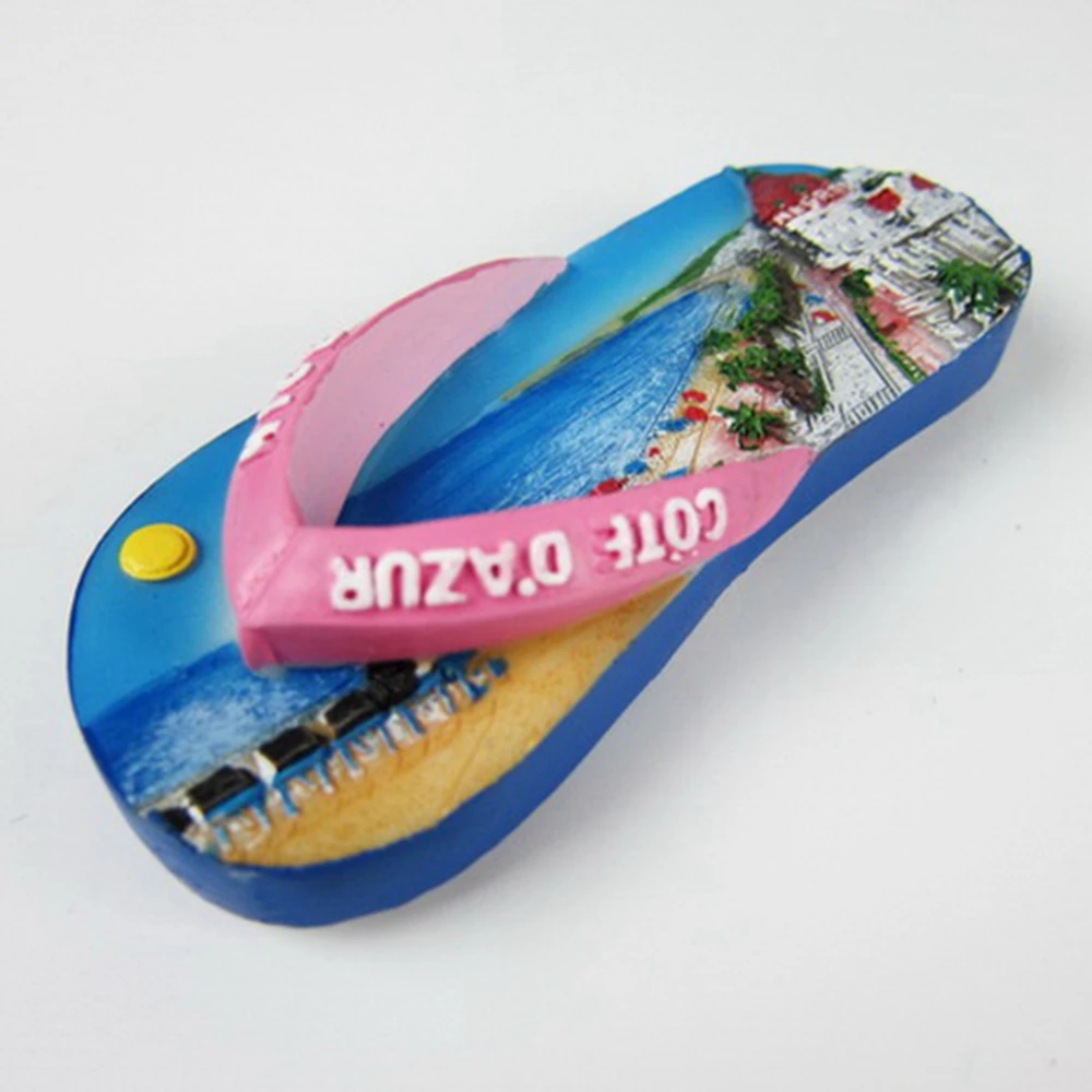 France Nice British Boulevard Tourist Fridge Magnets Flip-flops Shaped Resin Refrigerator Magnetic Sticker Home Decor Decoration