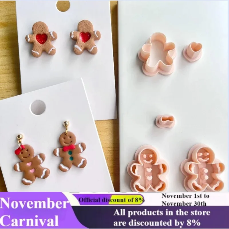 

Gingerbread Man Cookie Cutter Christmas Craft Mold Polymer Clay DIY Earrings Making Supplies Artisan Tools Holiday Decorations