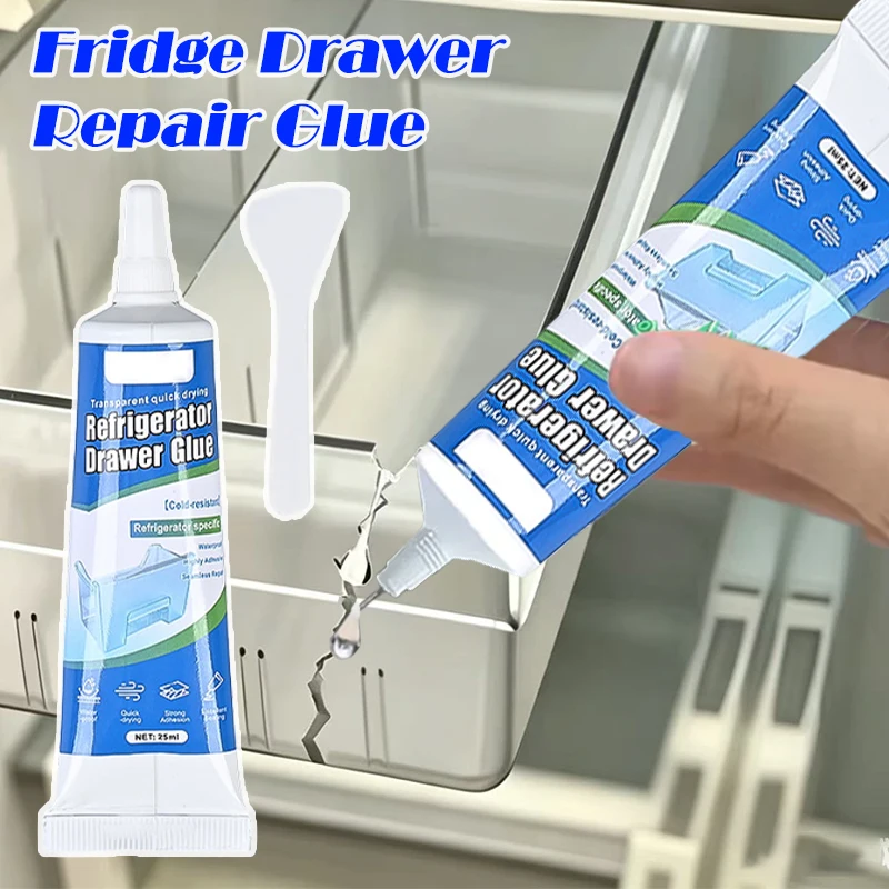 Refrigerator Seal & Drawer Repair Glue, Transparent Superglue for Plastic & Glass, Low-Temp Anti-freeze, Waterproof Fast Dry